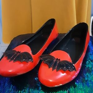 Red patent leather flats